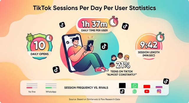 TikTok Sessions Per Day Per User Statistics 2026